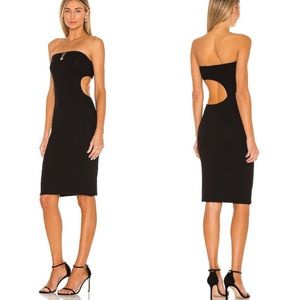 NWT LNA Cut Out Dress Madelynn Ribbed Cutout Dress Size Large in Black